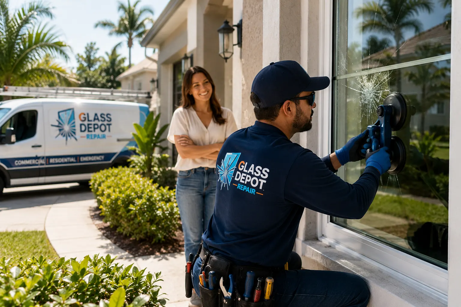 Residential window glass repair for a Tampa Bay homeowner